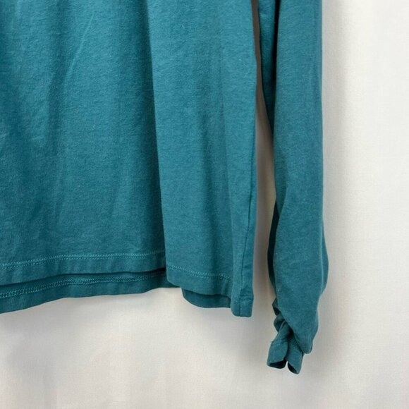 Apropos Womens Blouse Teal Long Sleeve Ruched Scoop Neck Stretch Cotton Solid M - Picture 9 of 10